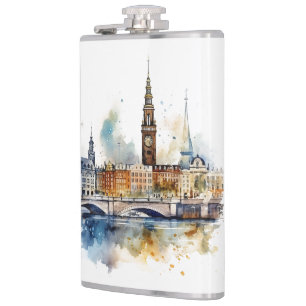 Famous landmarks design hip flask