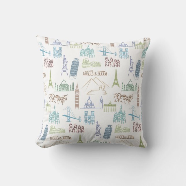 Famous Landmarks Pattern Cushion (Front)