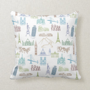 Famous Landmarks Pattern Cushion