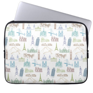 Famous Landmarks Pattern Laptop Sleeve