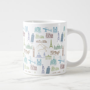 Famous Landmarks Pattern Large Coffee Mug