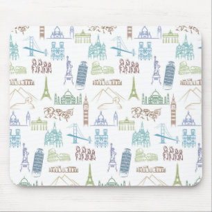 Famous Landmarks Pattern Mouse Mat