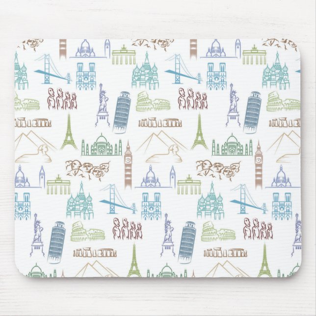 Famous Landmarks Pattern Mouse Mat (Front)