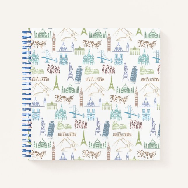Famous Landmarks Pattern Notebook (Front)