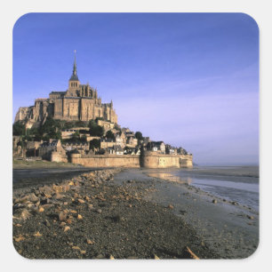 Famous Le Mont St. Michel Island Fortress in Square Sticker
