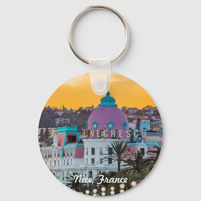 Famous luxury hotel Hotel Negresco in Nice France Key Ring (Front)
