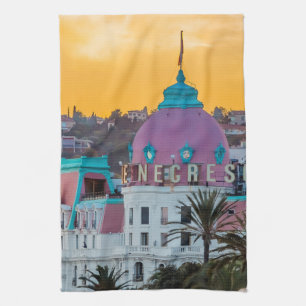 Famous luxury hotel Hotel Negresco in Nice France Tea Towel
