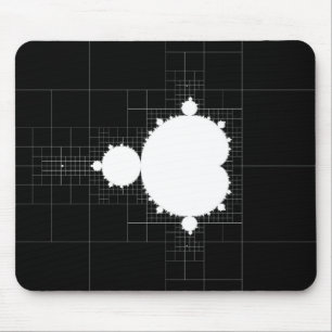 Famous Mandelbrot Fractal Set White on Black Mouse Mat