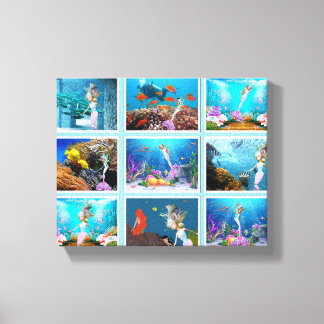 Famous Mermaid Collage. Canvas Print
