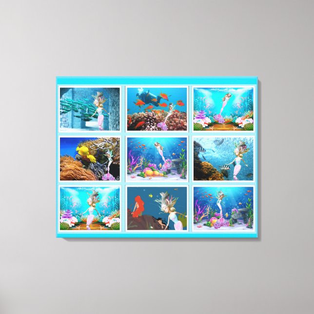 Famous Mermaid Collage. Canvas Print (Front)