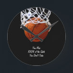 Famous Motivational Quote Basketball Round Clock<br><div class="desc">I Love This Game. Popular Sports - Basketball Game Ball Image.</div>
