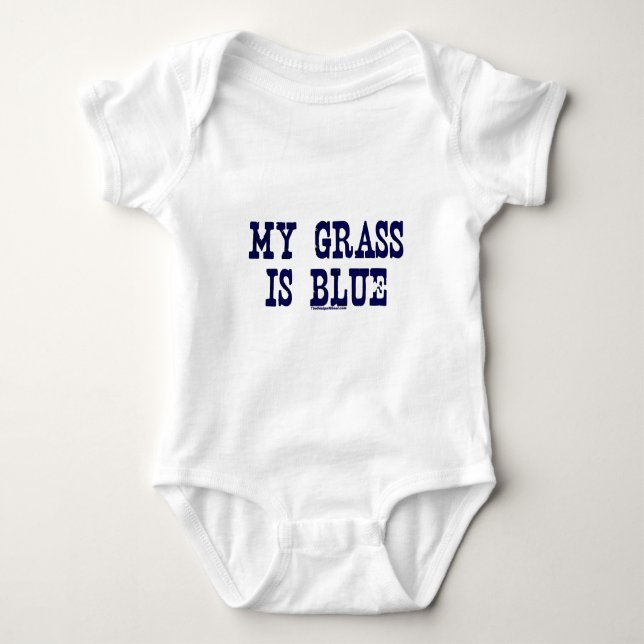 Famous My Grass Is Blue Baby Bodysuit (Front)