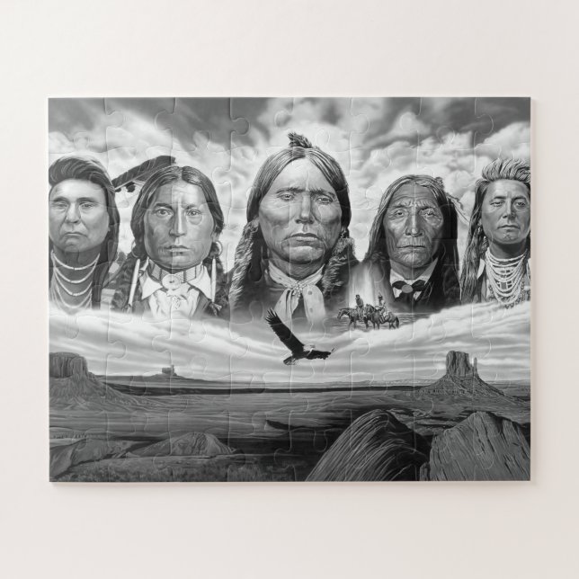 Famous Native Americans Indian Chiefs Painting Jigsaw Puzzle (Horizontal)