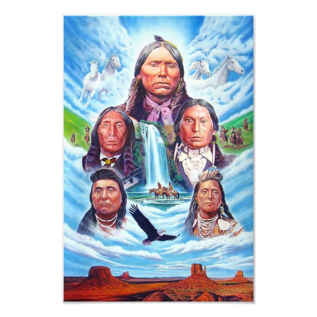 Famous Native Americans Indian Chiefs Painting Photo Print (Front)