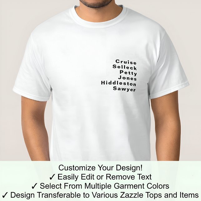  Famous Notable Custom Editable Surname List 06B T-Shirt (Creator Uploaded)