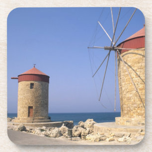 Famous old windmills of Rhodes Greece Coaster