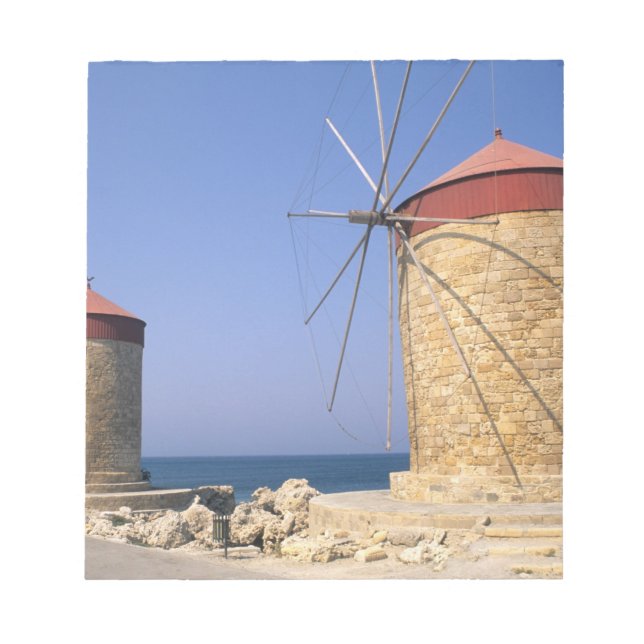 Famous old windmills of Rhodes Greece Notepad (Front)