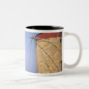 Famous old windmills of Rhodes Greece Two-Tone Coffee Mug