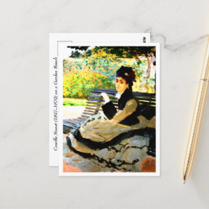 Famous painting Camille Monet on a Garden Bench Postcard