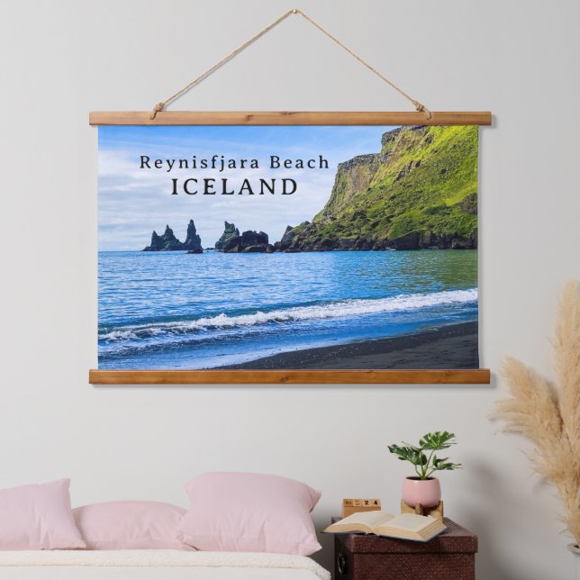 Famous Picturesque Beach Reynisfjara Iceland Hanging Tapestry (Bedroom)