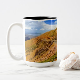 Famous Pikes Peak Mountain in Colorado Two-Tone Coffee Mug