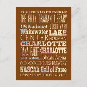 Famous Places of Charlotte, North Carolina. Postcard