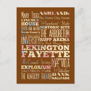 Famous Places of Lexington Fayette, Kentucky. Postcard
