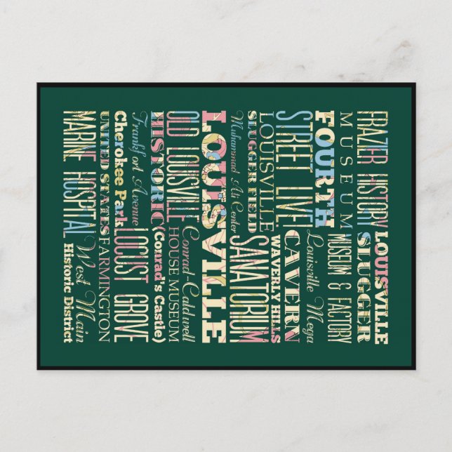 Famous Places of Louisville, Kentucky. Postcard (Front)