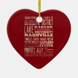 Famous Places of Nashville, Tennessee. Ceramic Tree Decoration