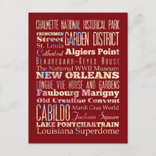 Famous Places of New Orleans, Louisiana. Postcard