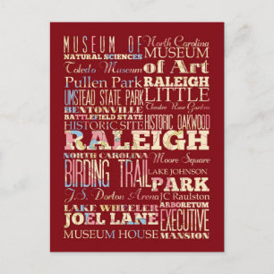 Famous Places of Raleigh, North Carolina. Postcard