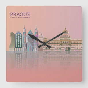 Famous Prague Square Wall Clock