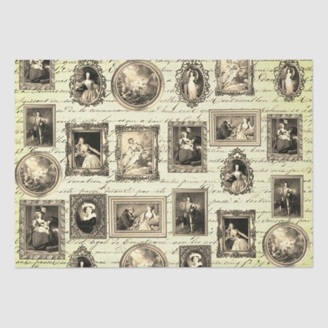 Famous Rococo Art Framed Antique Beige Decoupage Tissue Paper (Front)