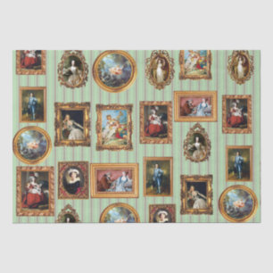 Famous Rococo Art Framed Antique Decoupage Tissue Paper