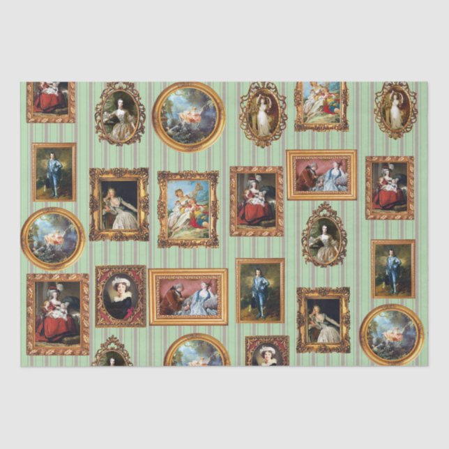 Famous Rococo Art Framed Antique Decoupage Tissue Paper (Front)