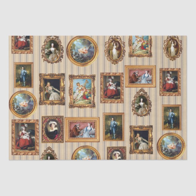Famous Rococo Art Framed Antique Decoupage Tissue Paper (Front)