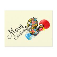 Famous Rooster Barcelos Floral 06 Merry Christmas