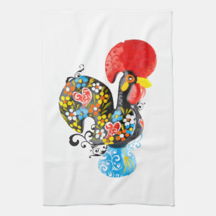Famous Rooster of Barcelos Nr 06 - Floral edition Tea Towel