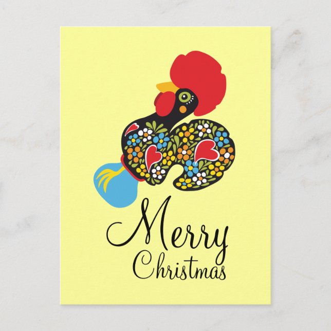 Famous Rooster of Barcelos Nr 06 Merry Christmas Holiday Postcard (Front)
