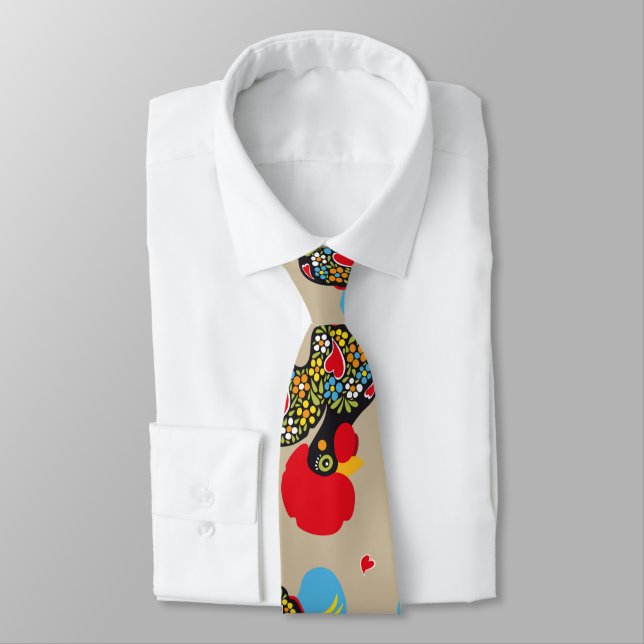 Famous Rooster of Barcelos Nr 06 Pattern Tie (Tied)
