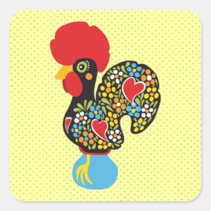 Famous Rooster of Barcelos Nr 06 Square Sticker