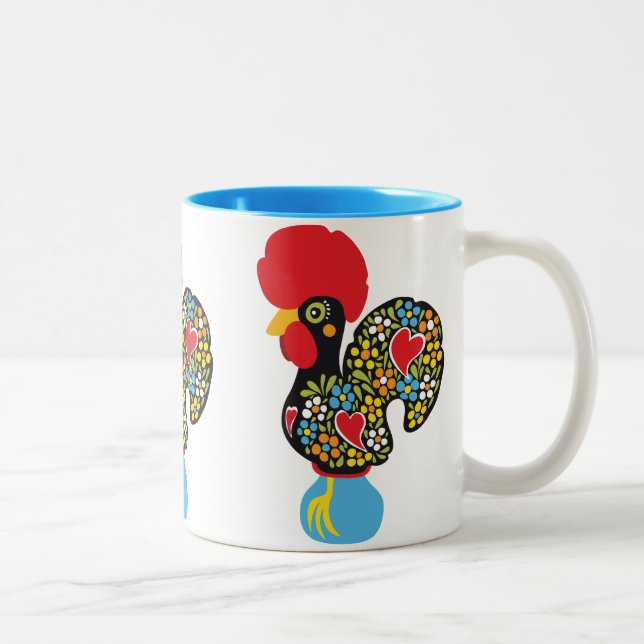 Famous Rooster of Barcelos Nr 06 Two-Tone Coffee Mug (Right)