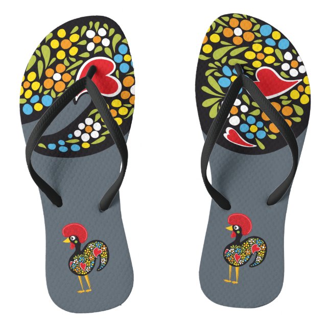 Famous Rooster of Barcelos Nr 07 Flip Flops (Footbed)