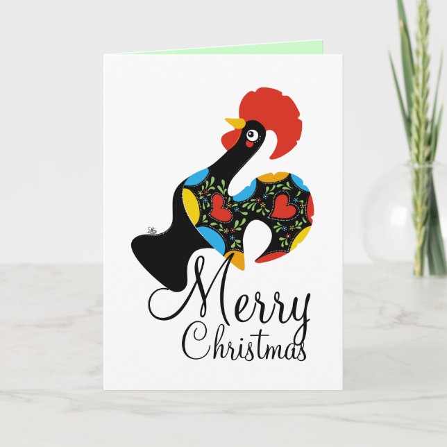 Famous Rooster of Barcelos Nr 09 Merry Christmas Holiday Card (Front)