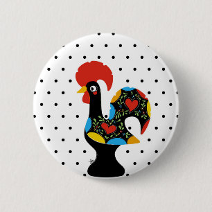 Famous Rooster of Barcelos Nr 09 - Polka Dots 6 Cm Round Badge