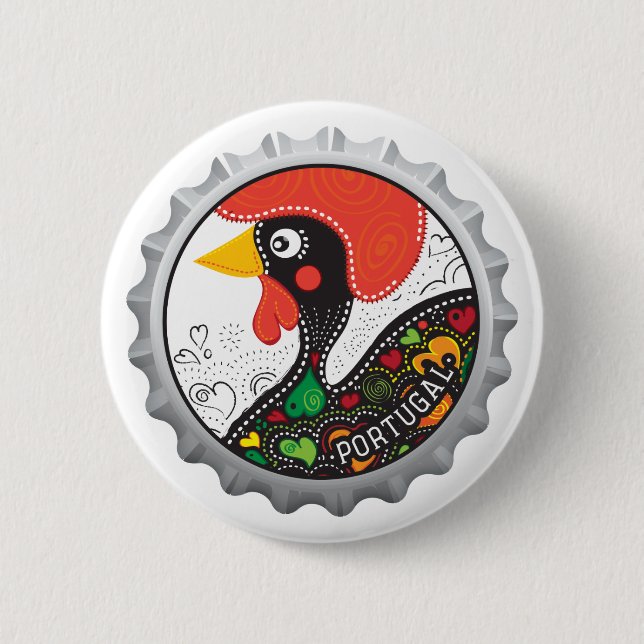 Famous Rooster of Portugal Nr 02 6 Cm Round Badge (Front)