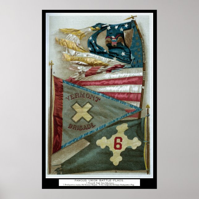Famous Union Battle Flags - Plate 1 - Poster (Front)