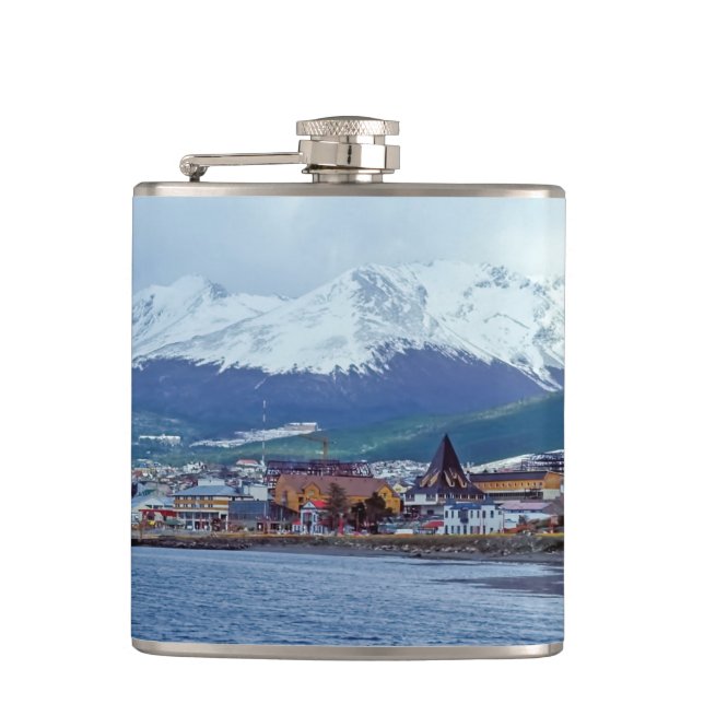 Famous Ushuaia - Tierra del Fuego, Argentina Hip Flask (Front)