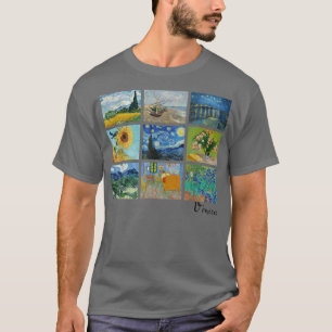 Famous Van Gogh Paintings Sunflowers Starry Night  T-Shirt