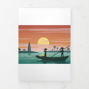 Famous Vietnam pagoda Tri-Fold Holiday Card